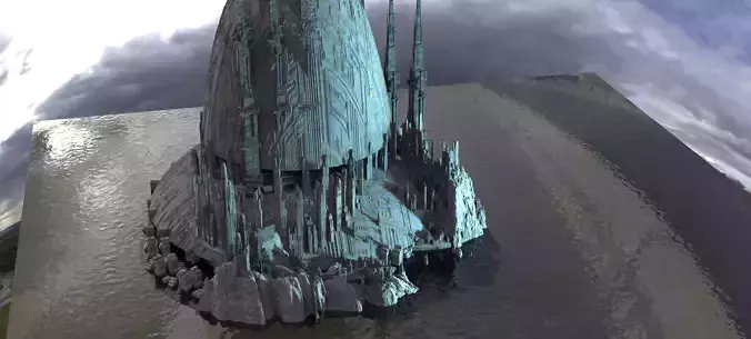 Sci fi ancient Structures  2 winter Kit bash 3D model