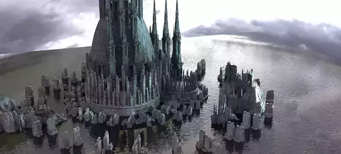 Sci fi ancient Structures 3 winter Kit bash 3D model