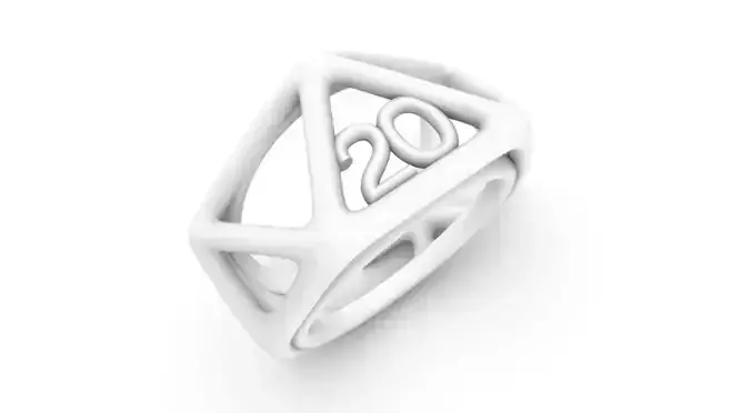 D20 Ring natural 20 - grid 3D print model