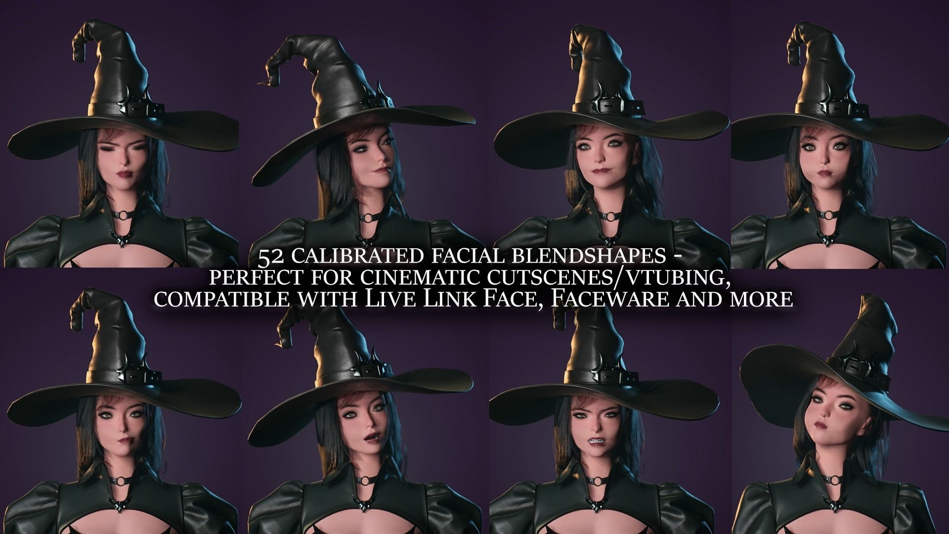 Evil Halloween Witch - Cute  Wizard Sorcerer Mage Cartoon Girl Low-poly 3D model_4