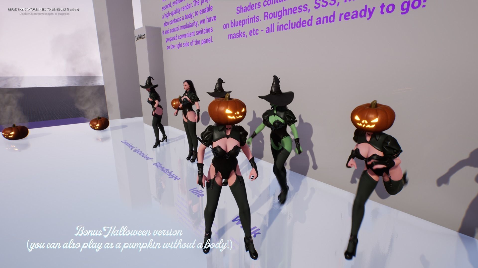 Evil Halloween Witch - Cute  Wizard Sorcerer Mage Cartoon Girl Low-poly 3D model_12