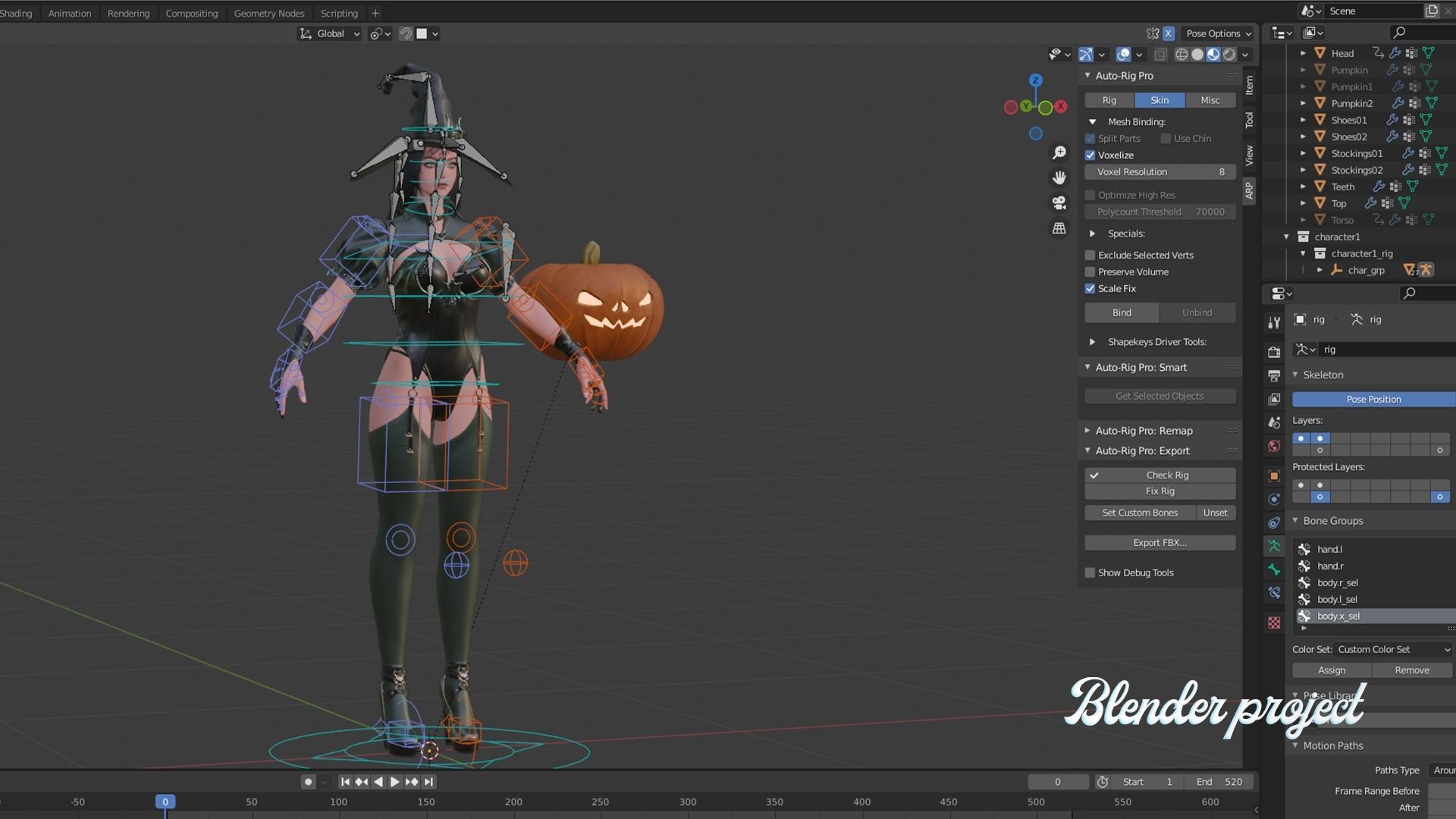 Evil Halloween Witch - Cute  Wizard Sorcerer Mage Cartoon Girl Low-poly 3D model_17