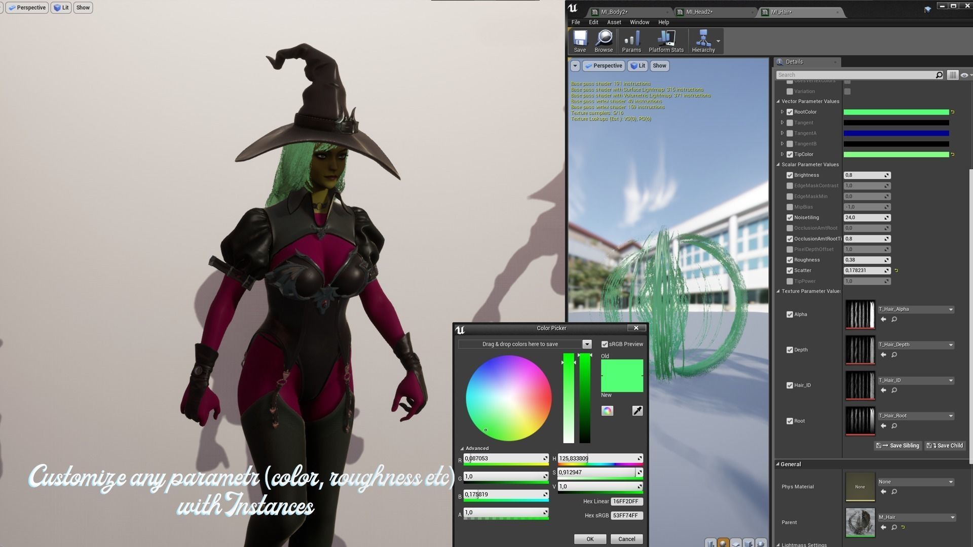 Evil Halloween Witch - Cute  Wizard Sorcerer Mage Cartoon Girl Low-poly 3D model_16