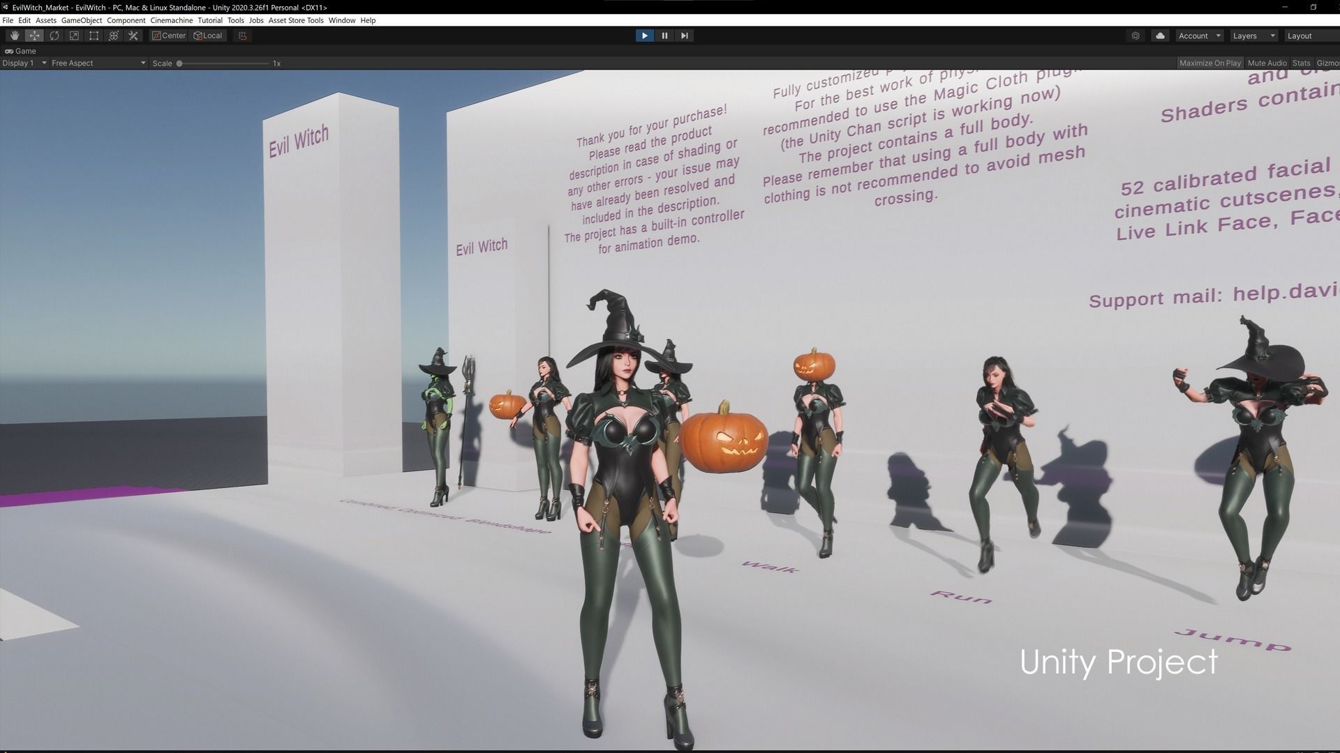 Evil Halloween Witch - Cute  Wizard Sorcerer Mage Cartoon Girl Low-poly 3D model_14