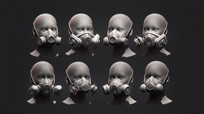 Gas Mask Constructor Kitbash Vol 01 Low-poly 3D model