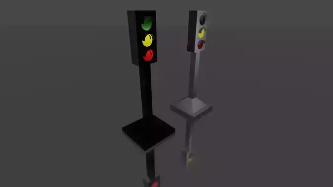 Lowpoly Stoplight two traffic lights