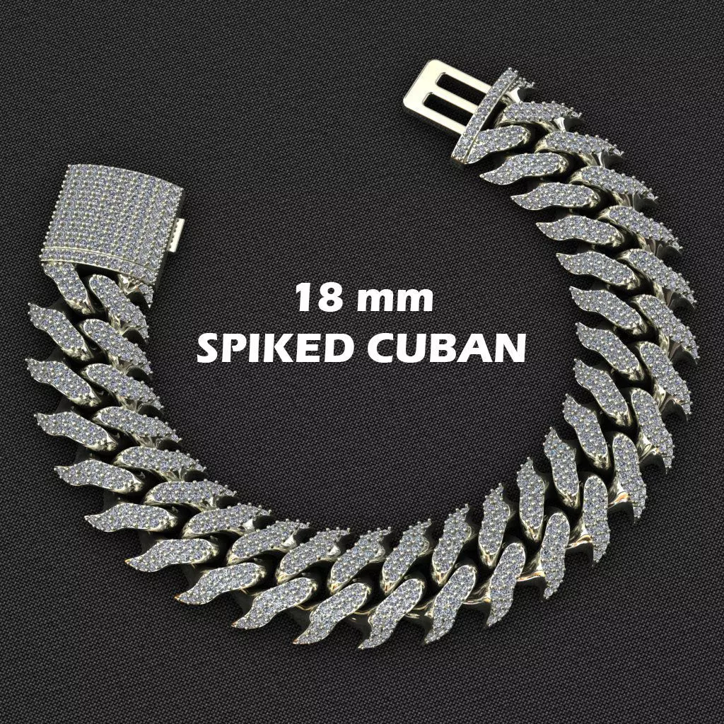18 MM SPIKED CUBAN FOR YOUR BRACELET OR NECKLACE 3D print model_0