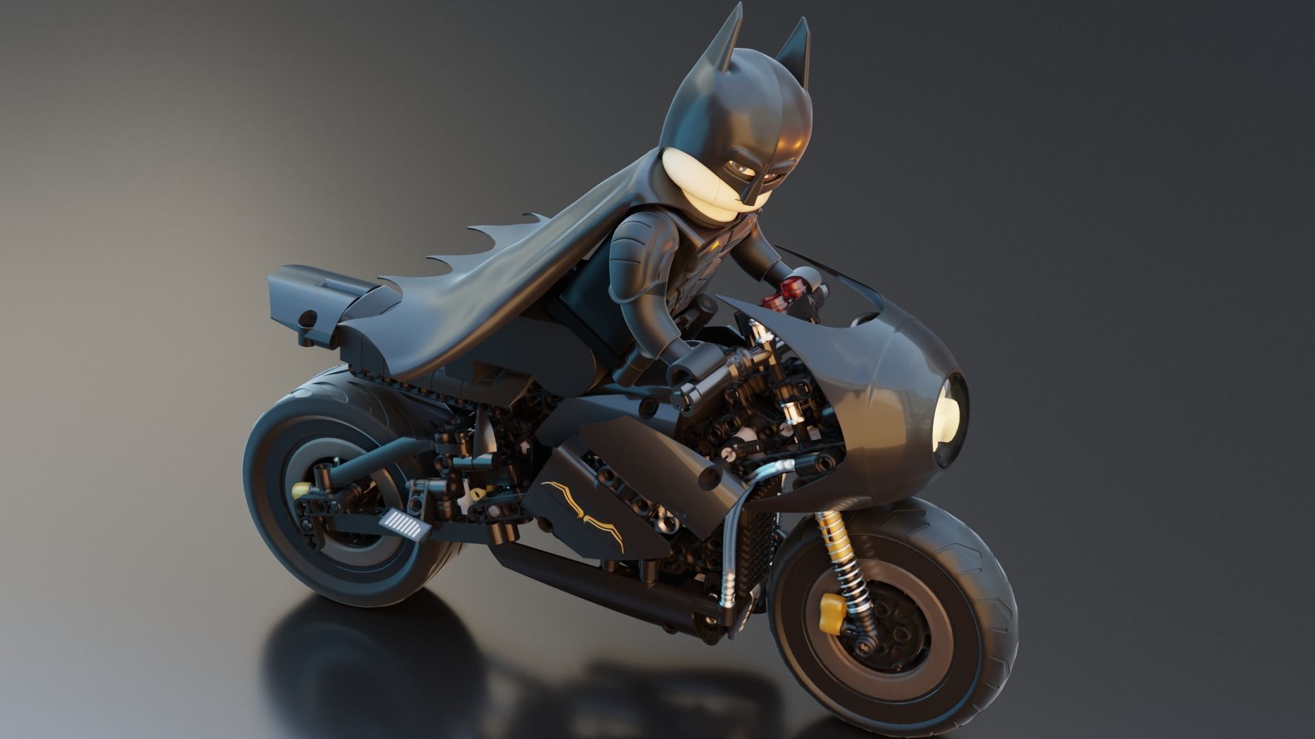 Lego Batman with new Bike  3D model_3