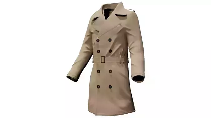 Trench Coat Low-poly 3D model