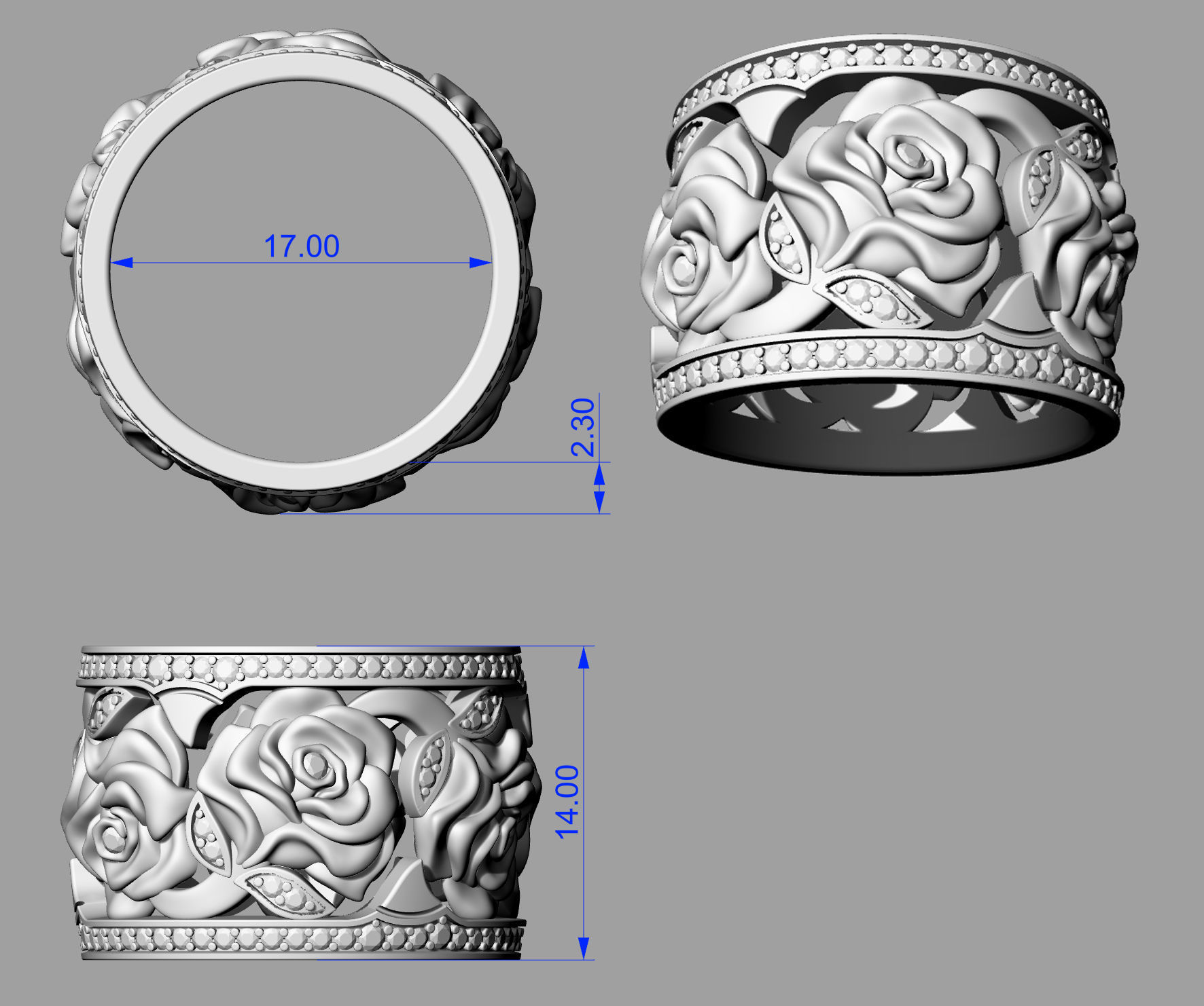 Ring Roses and Thorns 3D print model_6