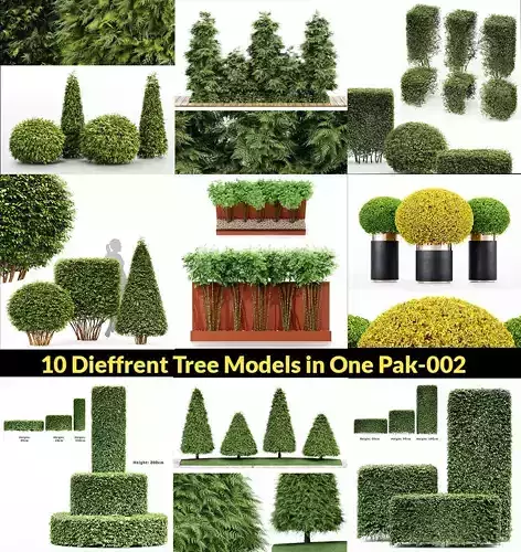10 Dieffrent Bush Models in One Pak 002 3D model