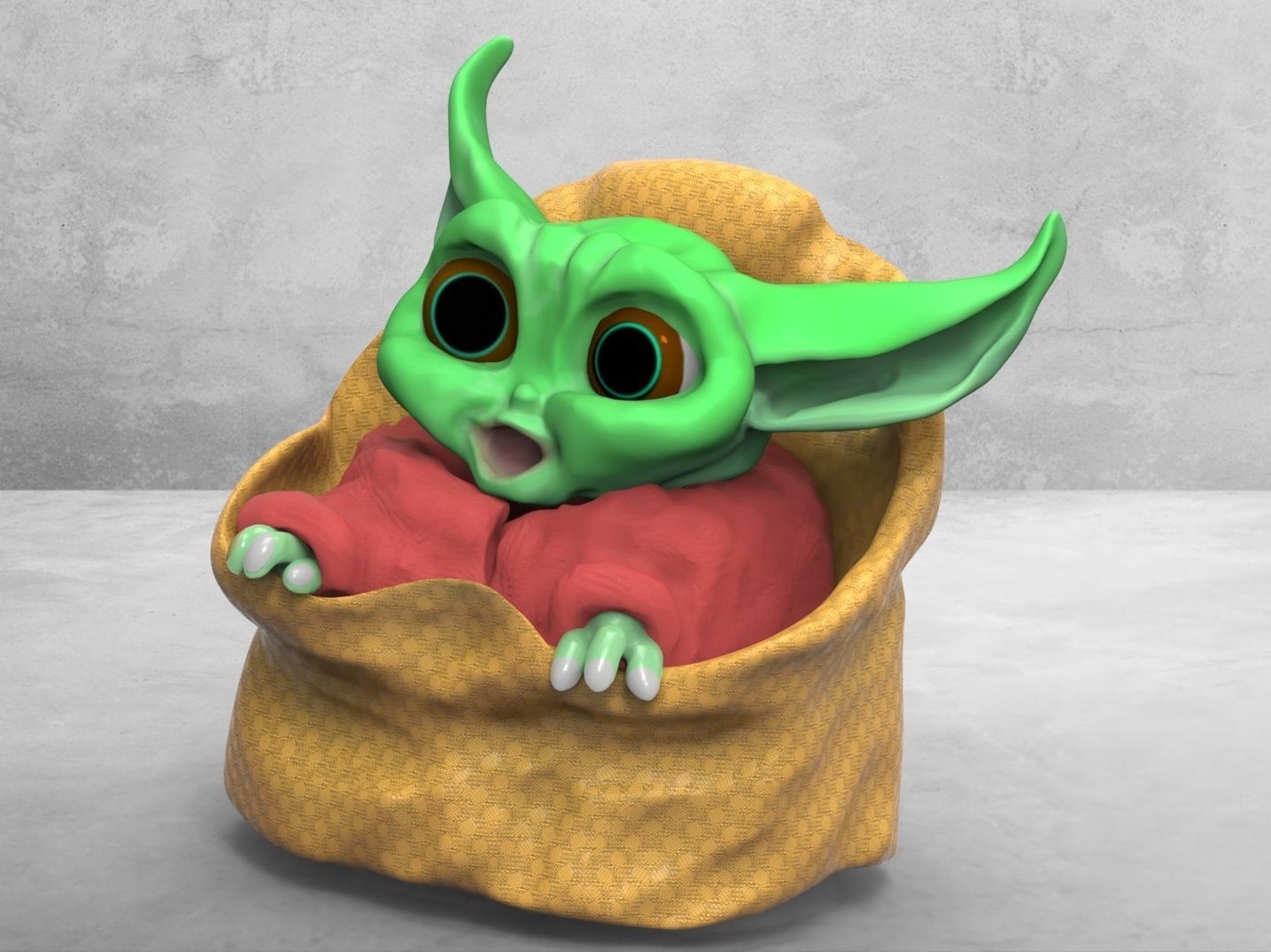 Young yoda 3d model Low-poly 3D model_0
