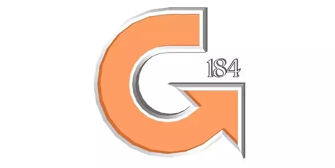 SKP-P184 orange and silver logo with letter g