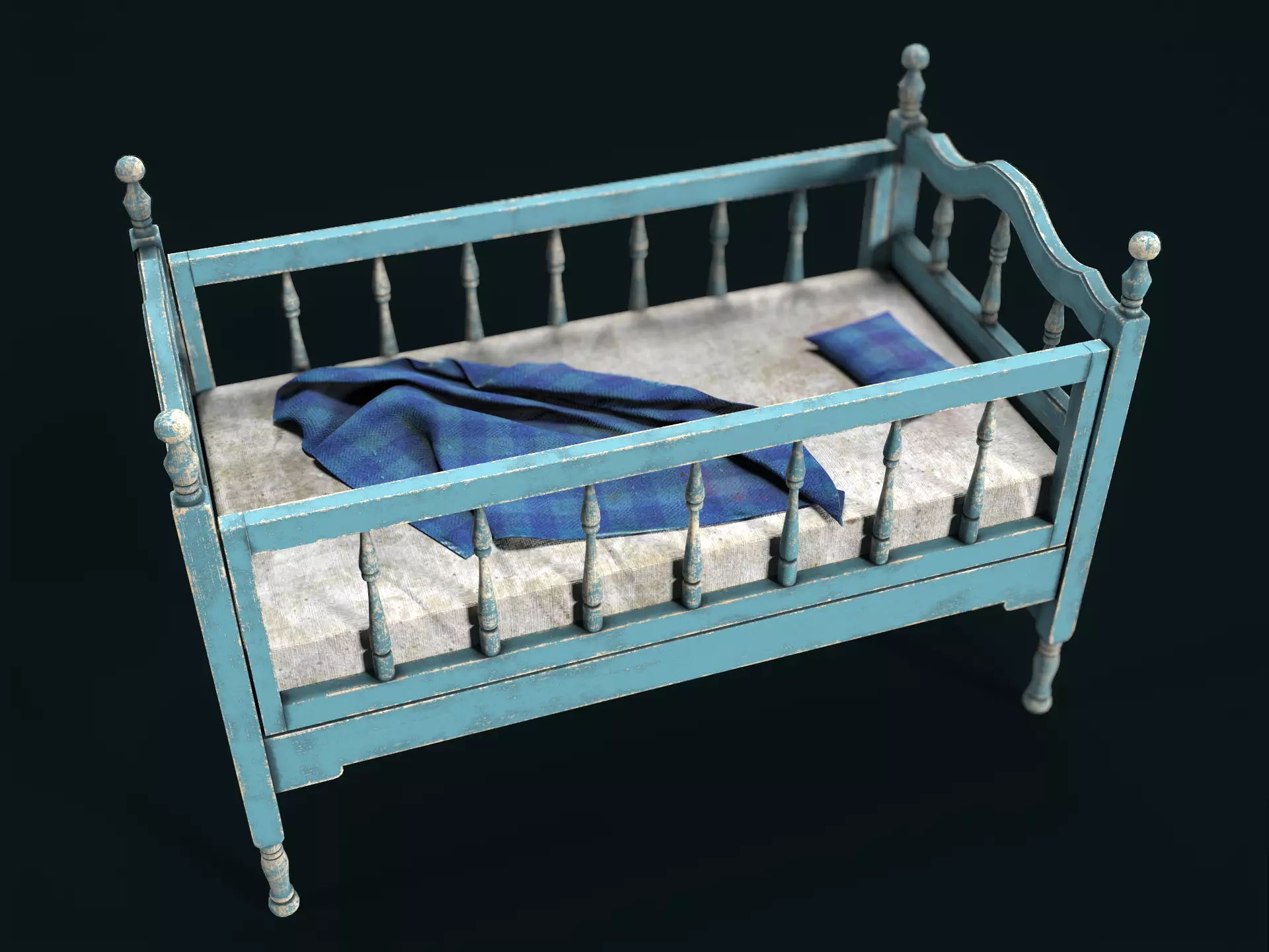 Game Ready Vintage Baby Crib Low-poly 3D model