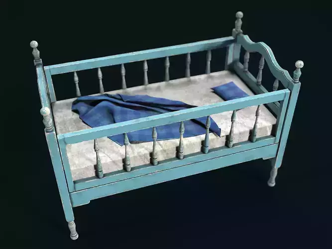 Game Ready Vintage Baby Crib Low-poly 3D model