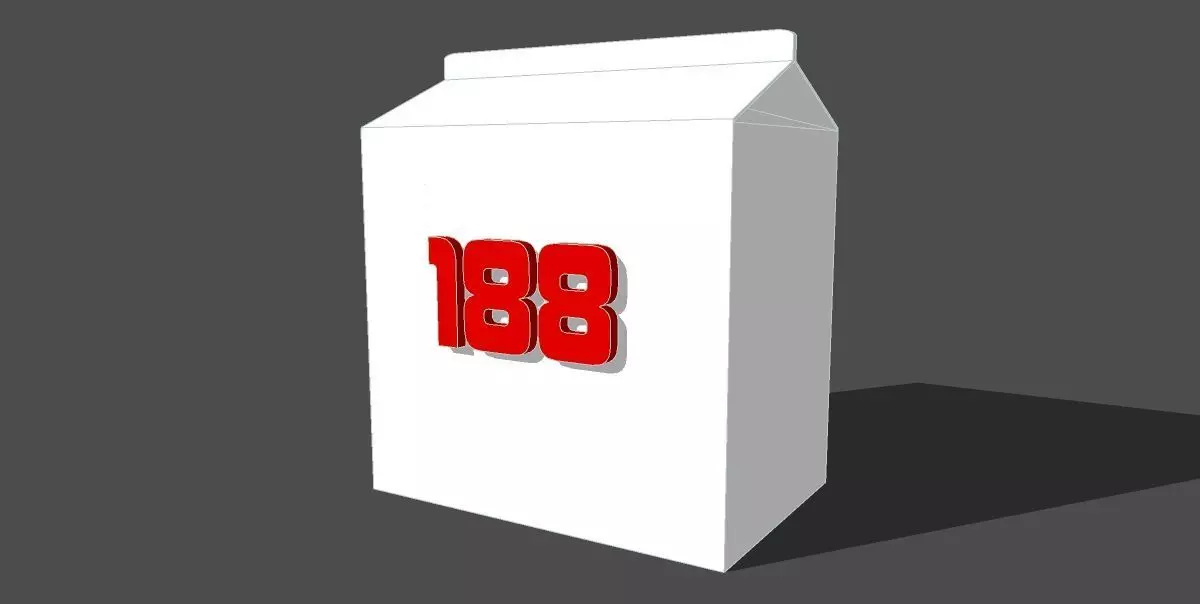 PACK-188 milk carton with number 3D model_0