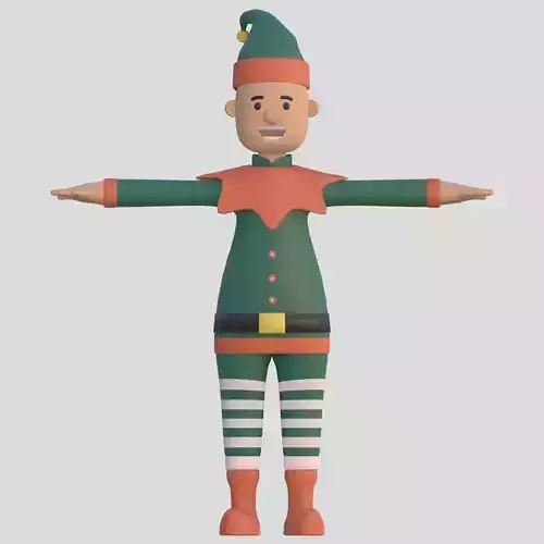 Christmas Elf Cartoon Character 3D model