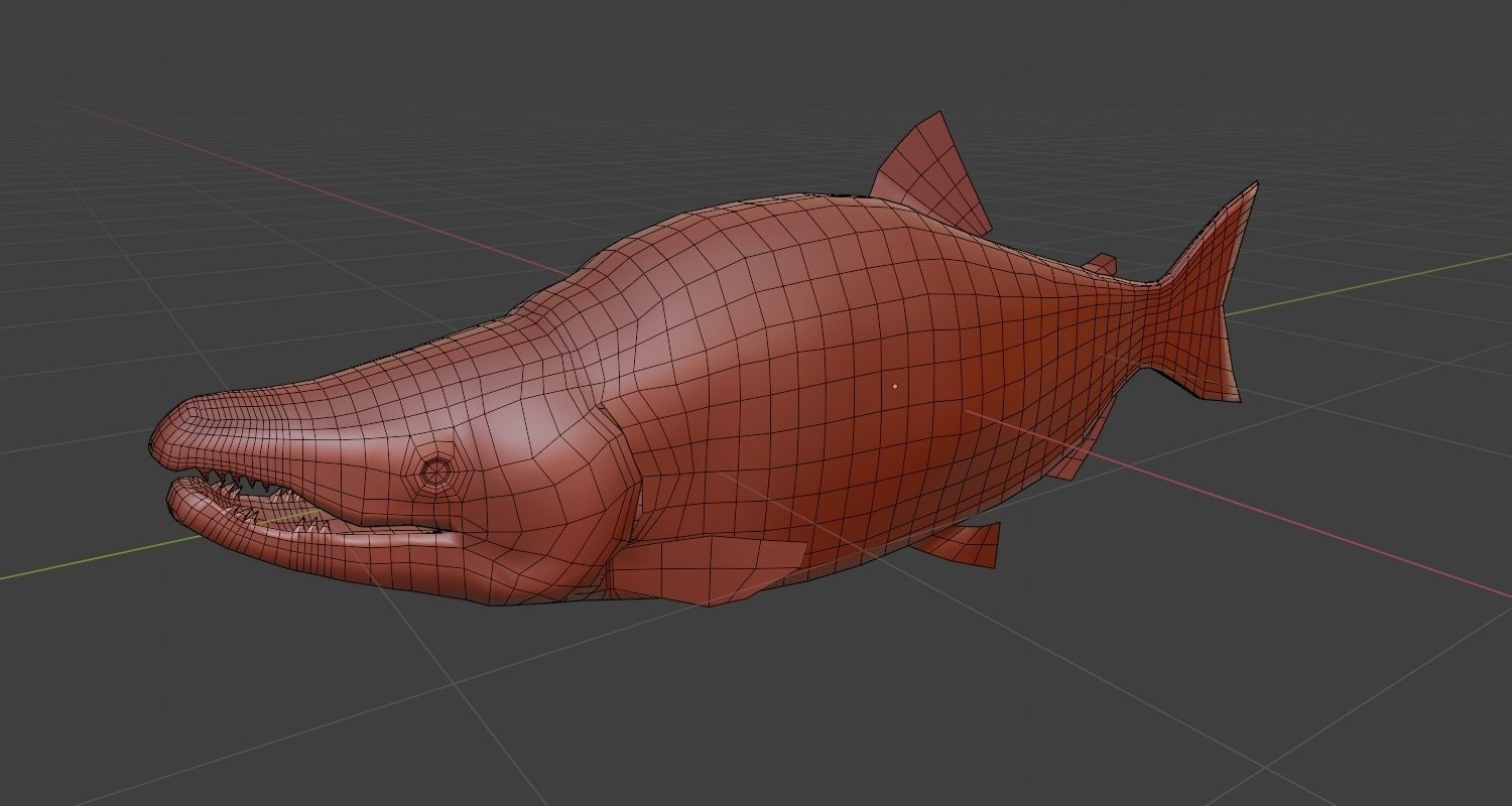 Salmon low poly fish 3D model_1