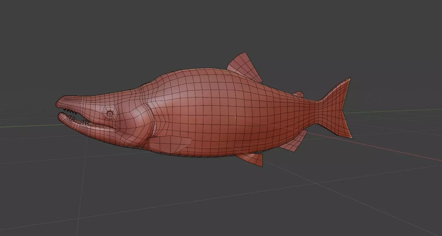 Salmon low poly fish 3D model_0