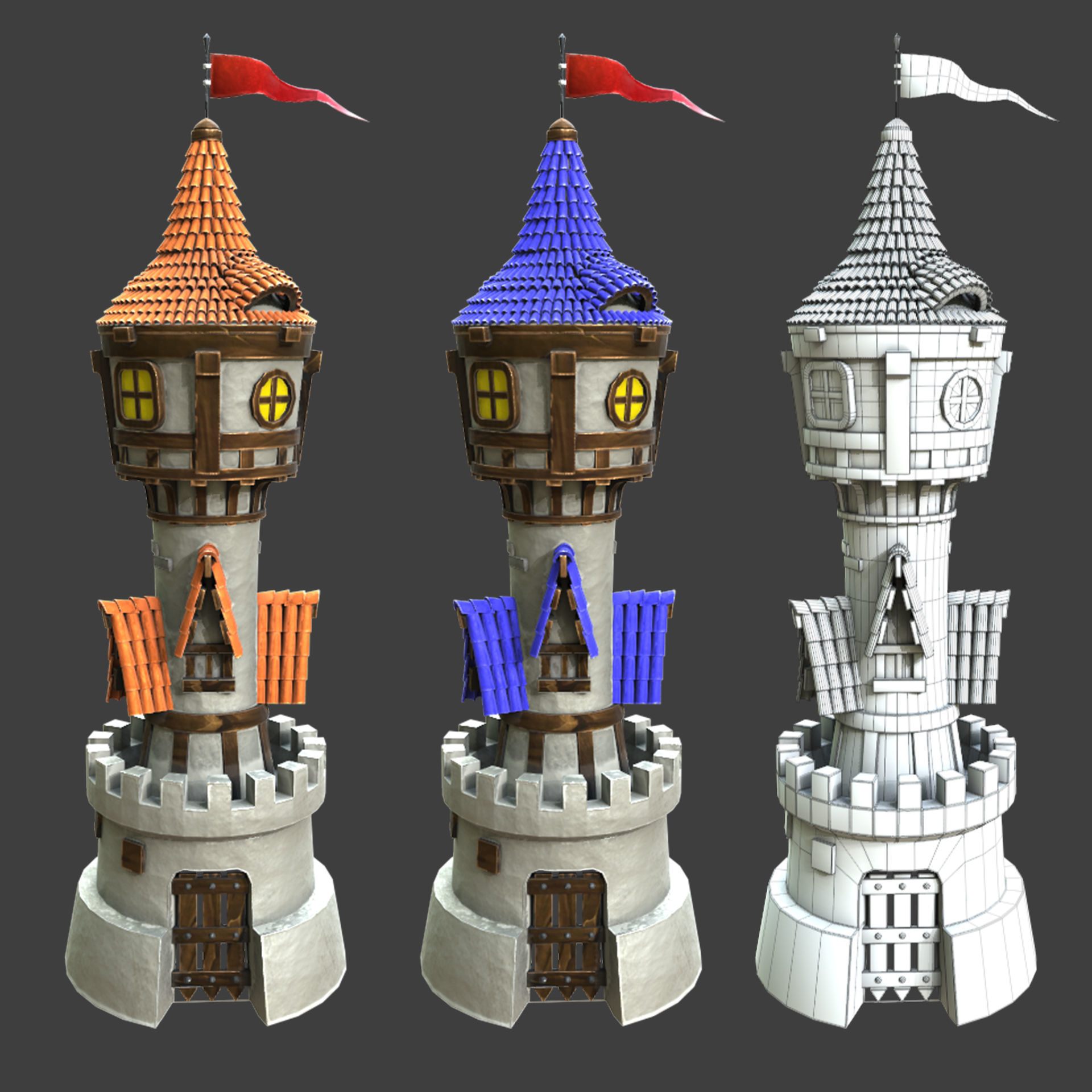 Medeval buildings pack 3d model Low-poly 3D model_2