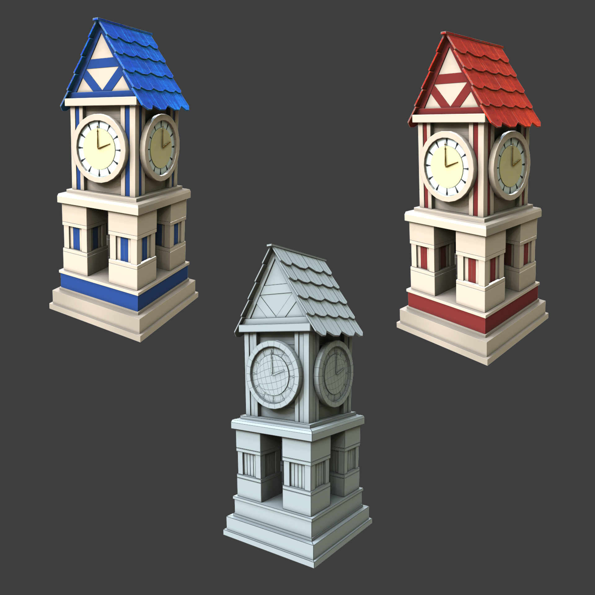Medeval buildings pack 3d model Low-poly 3D model_1