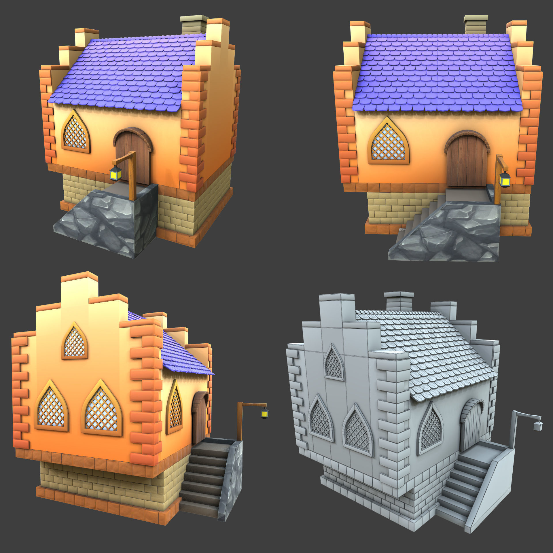 Medeval buildings pack 3d model Low-poly 3D model_12