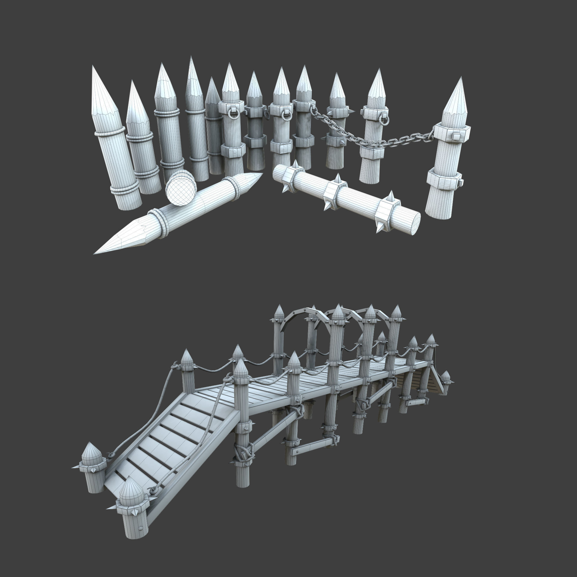 Medeval buildings pack 3d model Low-poly 3D model_7