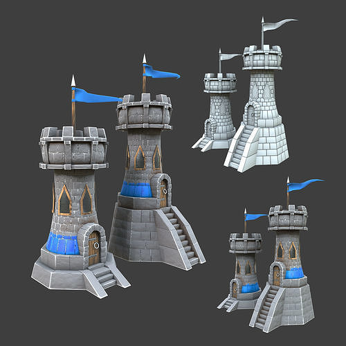 Medeval buildings pack 3d model Low-poly 3D model 6