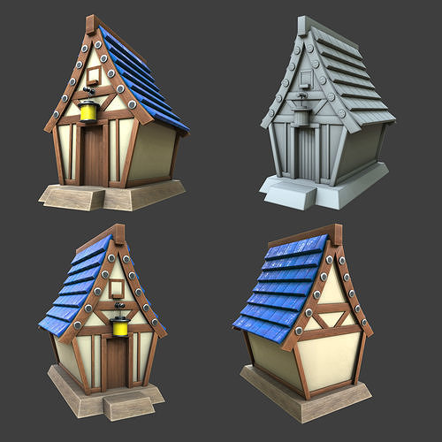 Medeval buildings pack 3d model Low-poly 3D model 5