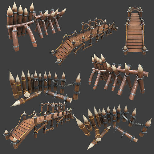 Medeval buildings pack 3d model Low-poly 3D model 7