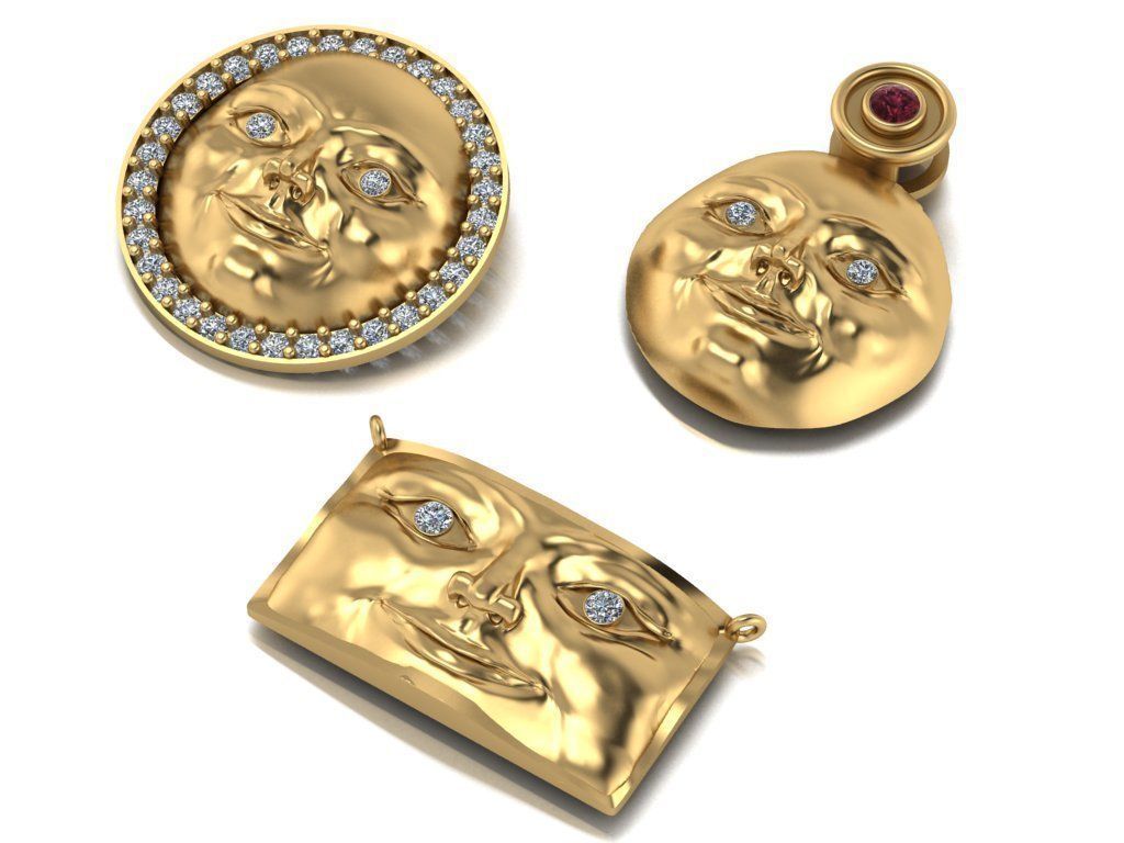 face pendant 3D print model_10