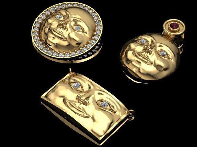 face pendant 3D print model_22