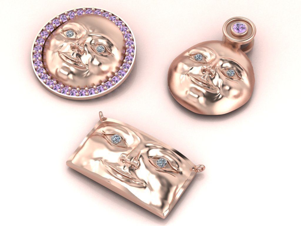 face pendant 3D print model_2