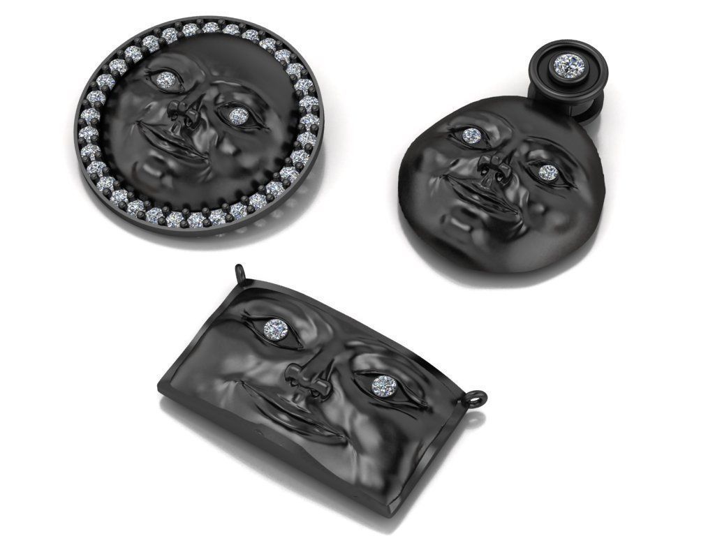 face pendant 3D print model_3