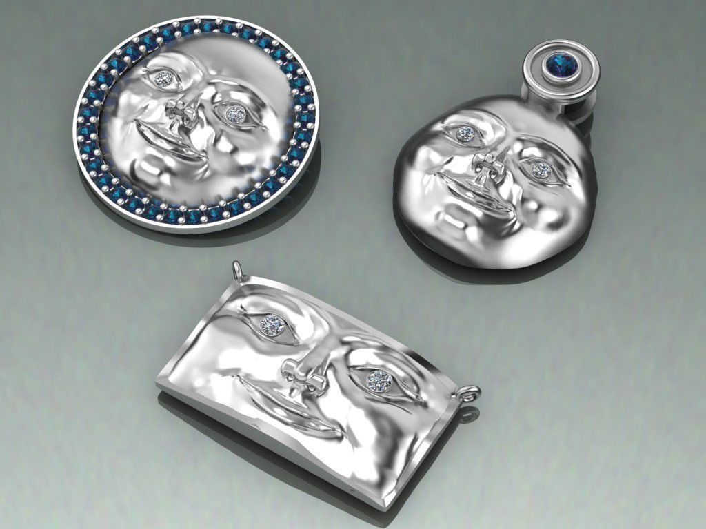 face pendant 3D print model_4