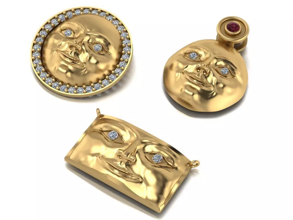 face pendant 3D print model_0