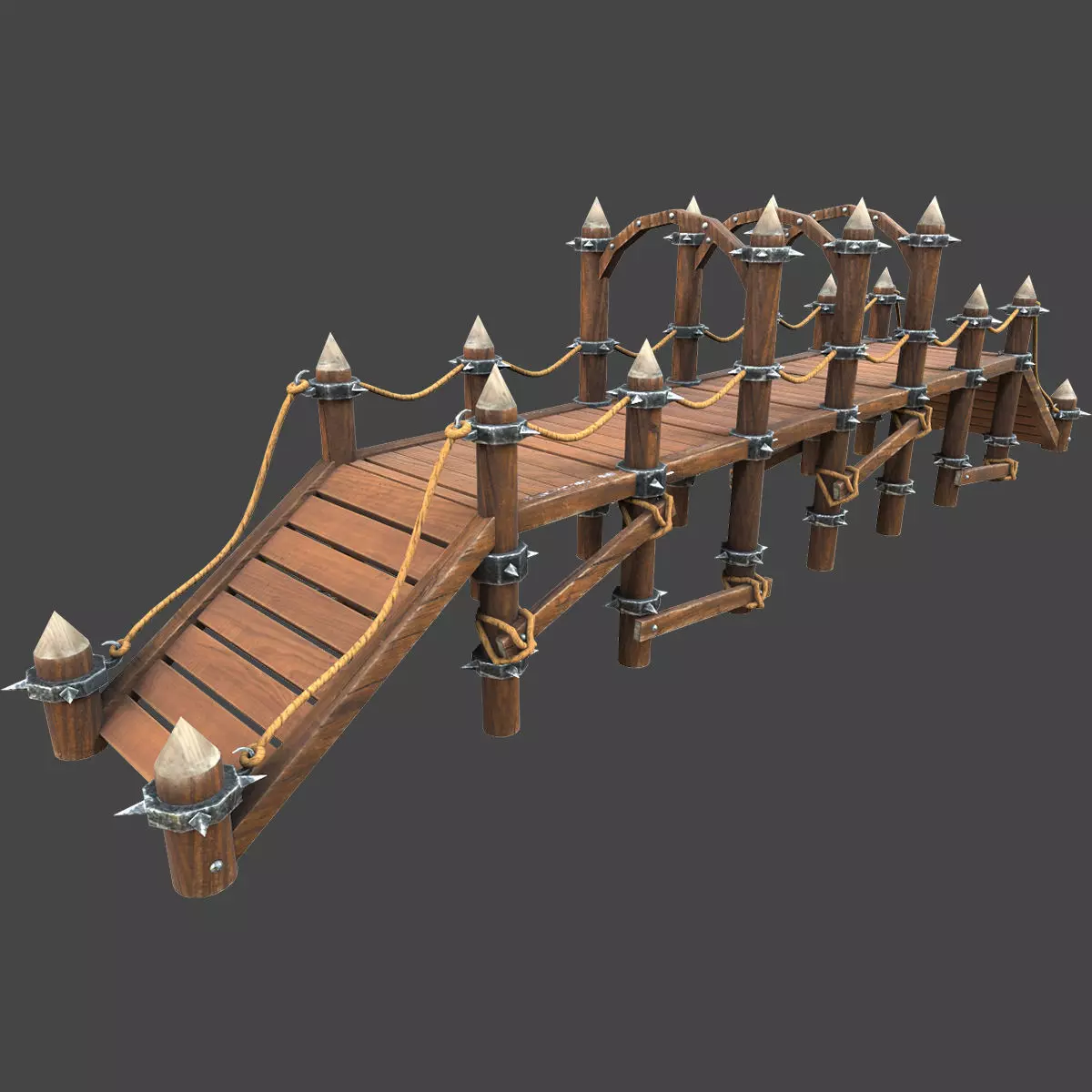 Wooden bridge 3d model Low-poly 3D model_0