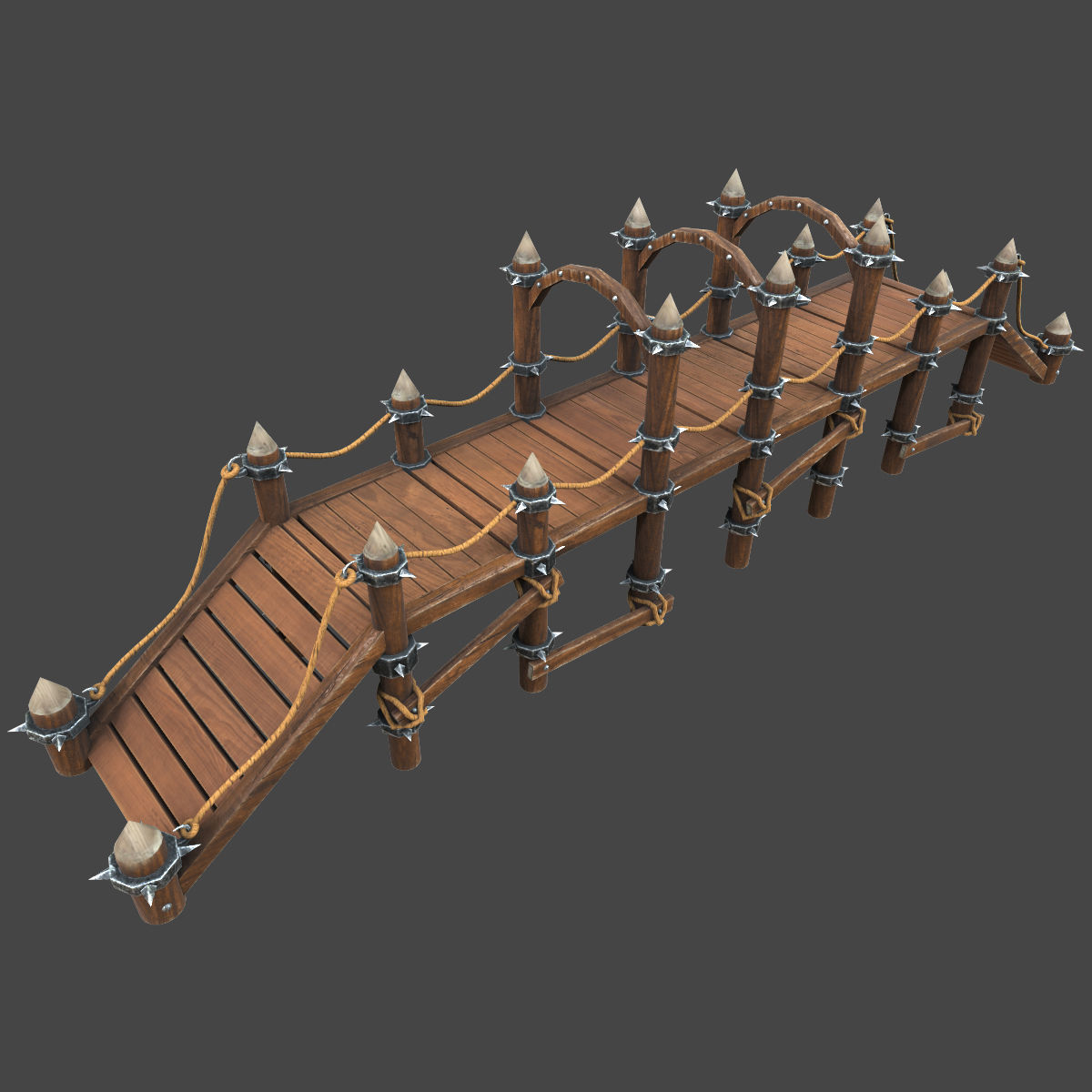 Wooden bridge 3d model Low-poly 3D model_1