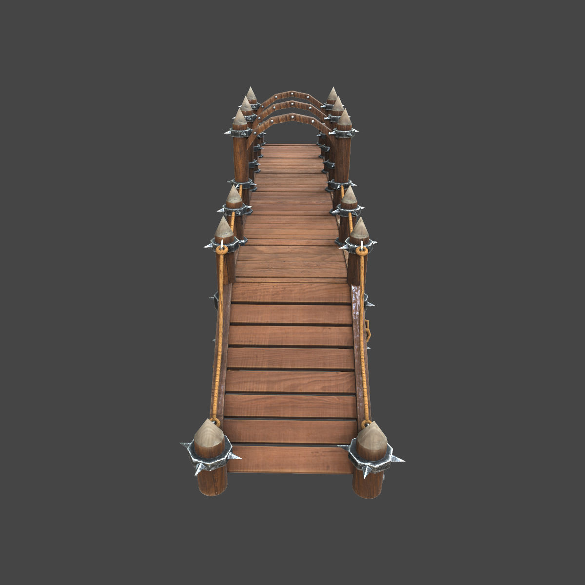 Wooden bridge 3d model Low-poly 3D model_2