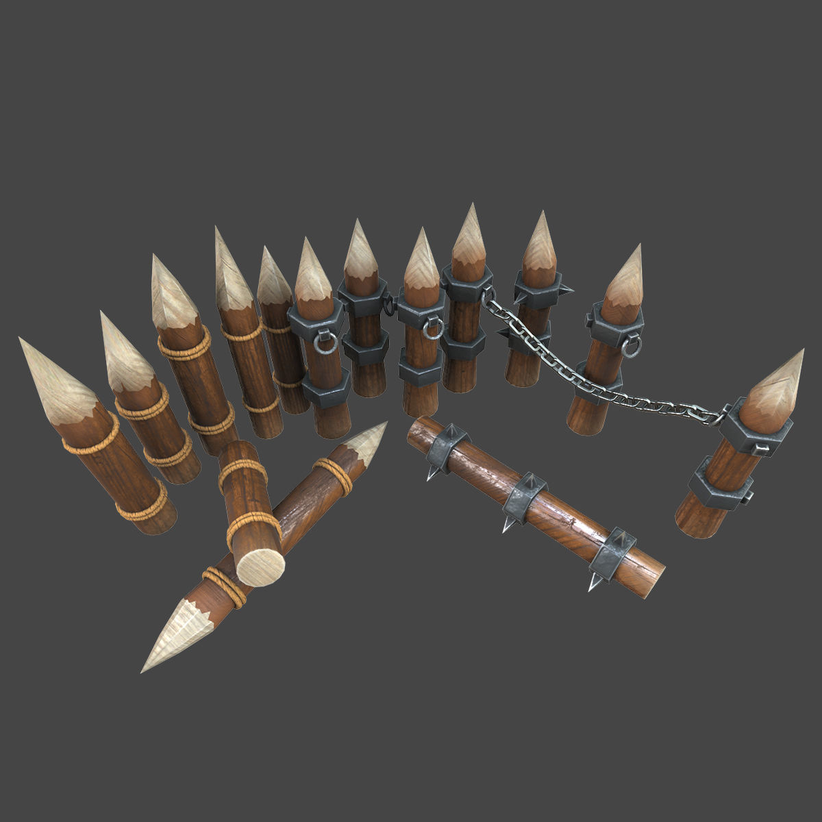 Fence wooden warior 3d model Low-poly 3D model_1