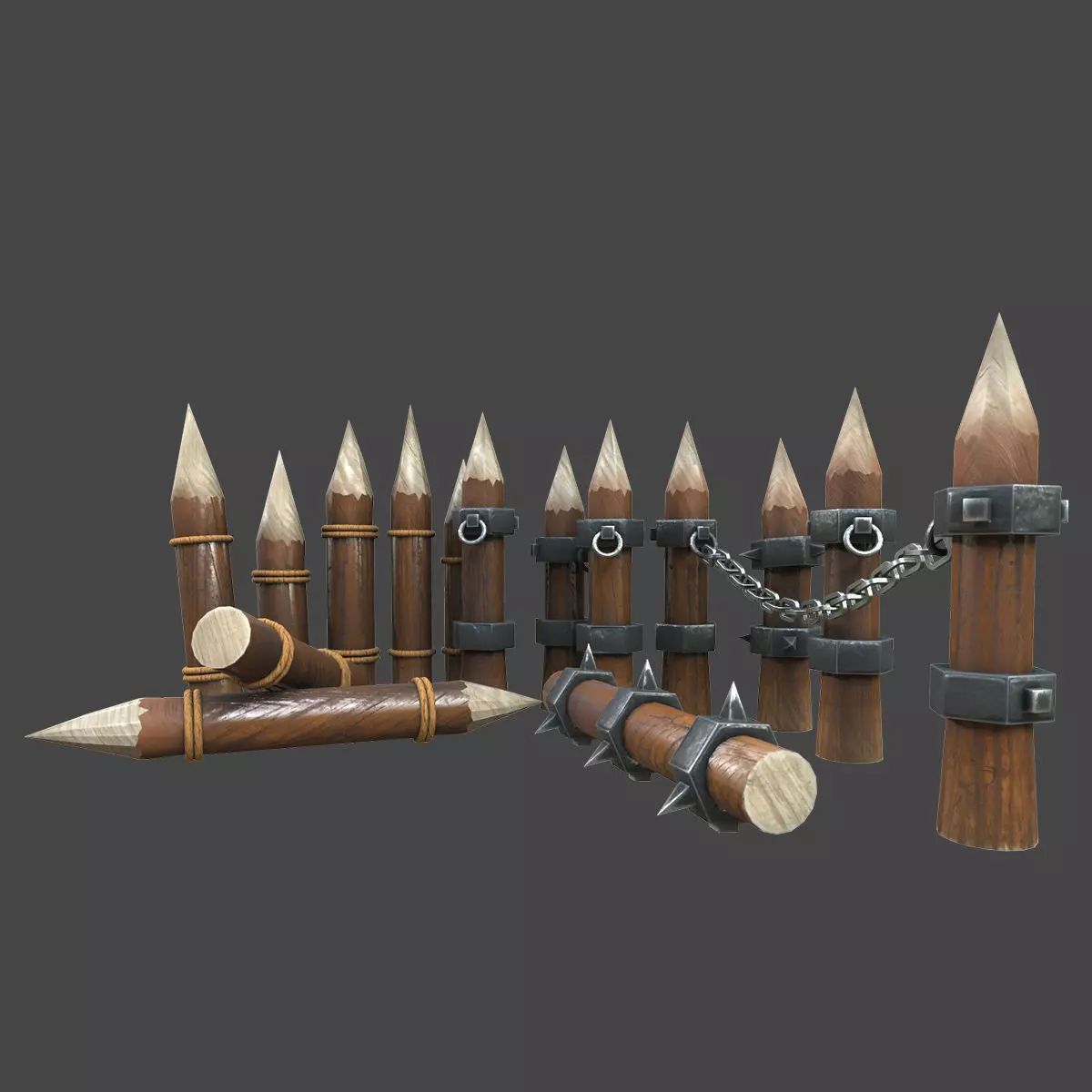 Fence wooden warior 3d model Low-poly 3D model_0