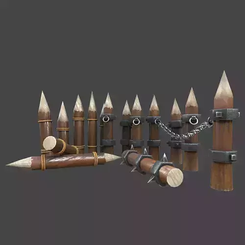 Fence wooden warior 3d model Low-poly 3D model