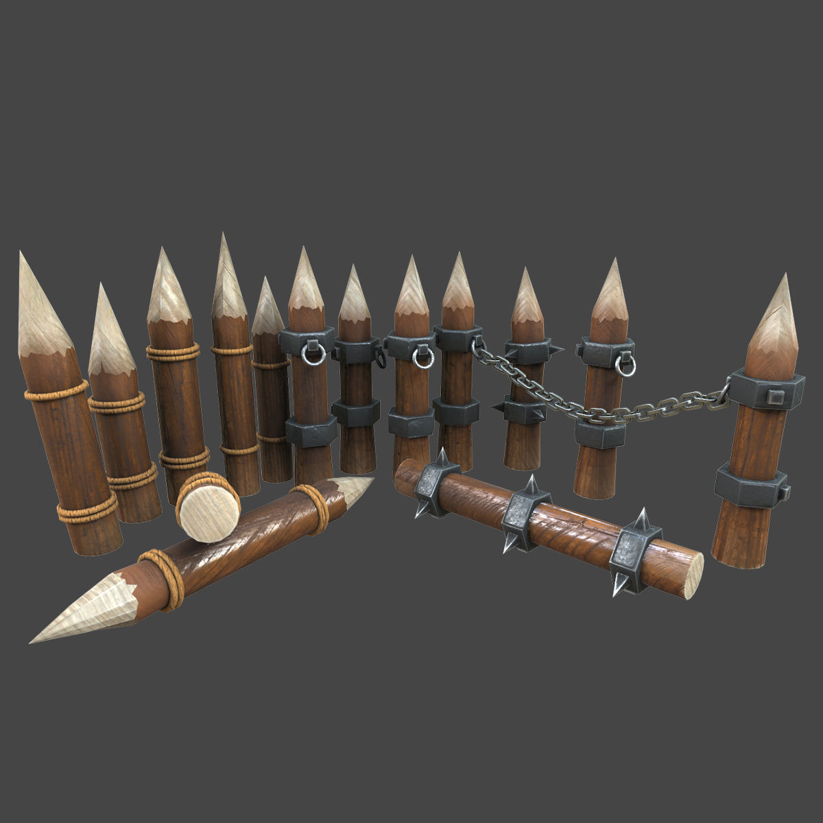 Fence wooden warior 3d model Low-poly 3D model_2