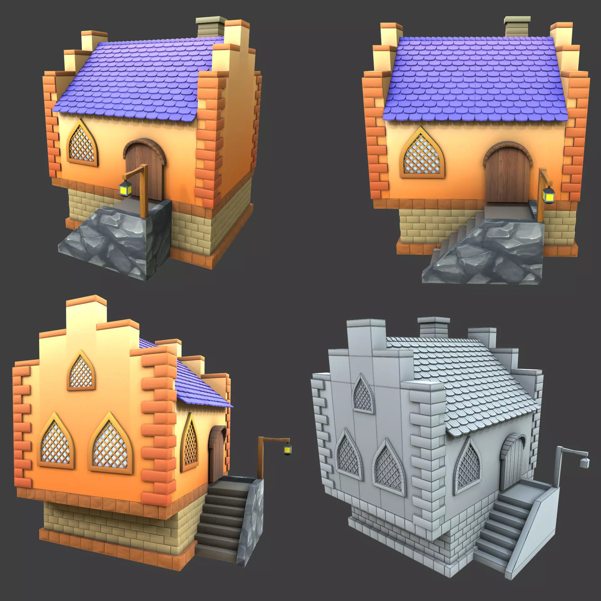 House Stylized 3d model Low-poly 3D model_0