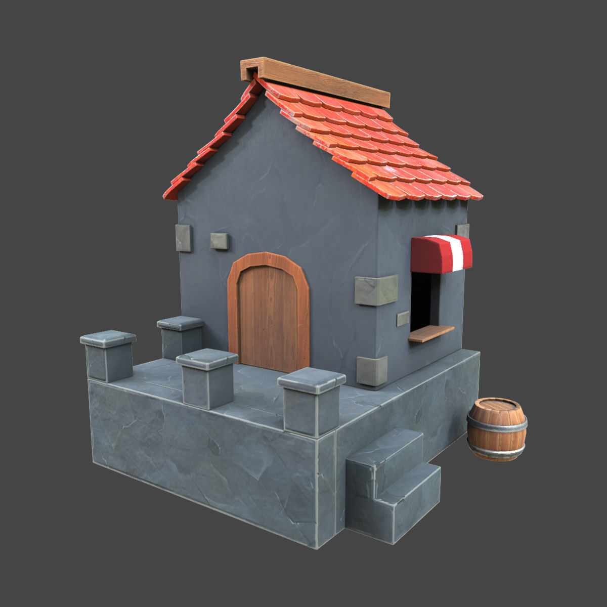 House stylized village 3d model Low-poly 3D model_1