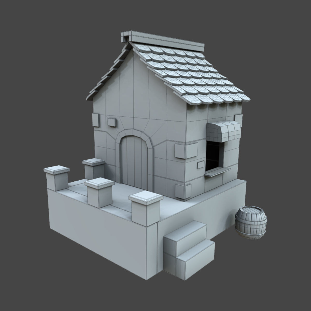 House stylized village 3d model Low-poly 3D model_3
