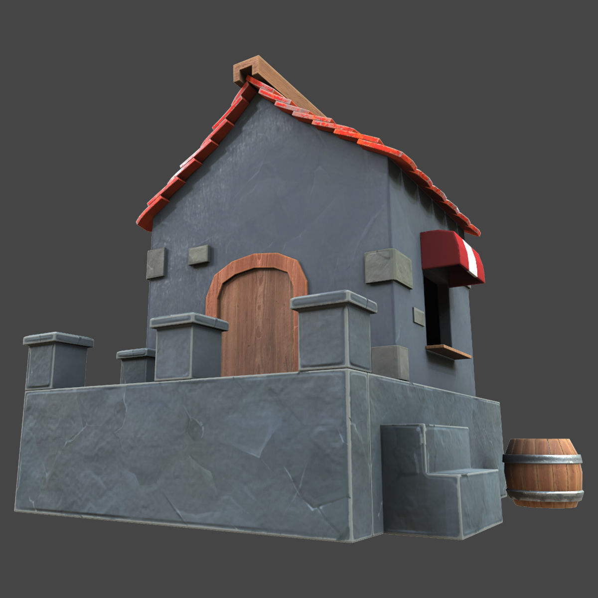 House stylized village 3d model Low-poly 3D model_2