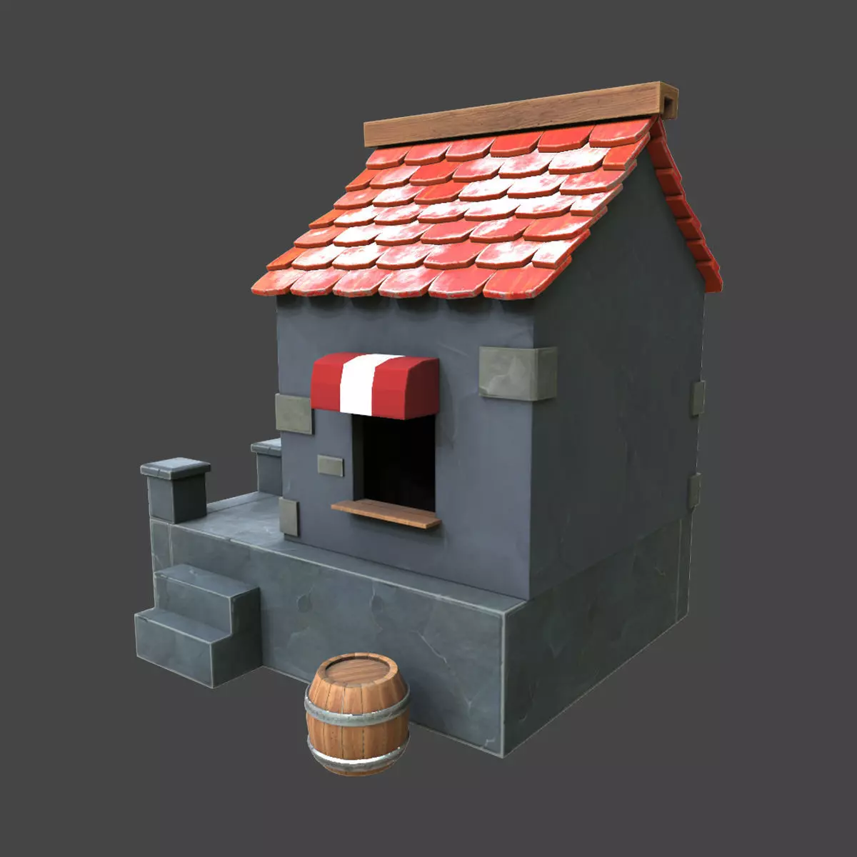 House stylized village 3d model Low-poly 3D model_0