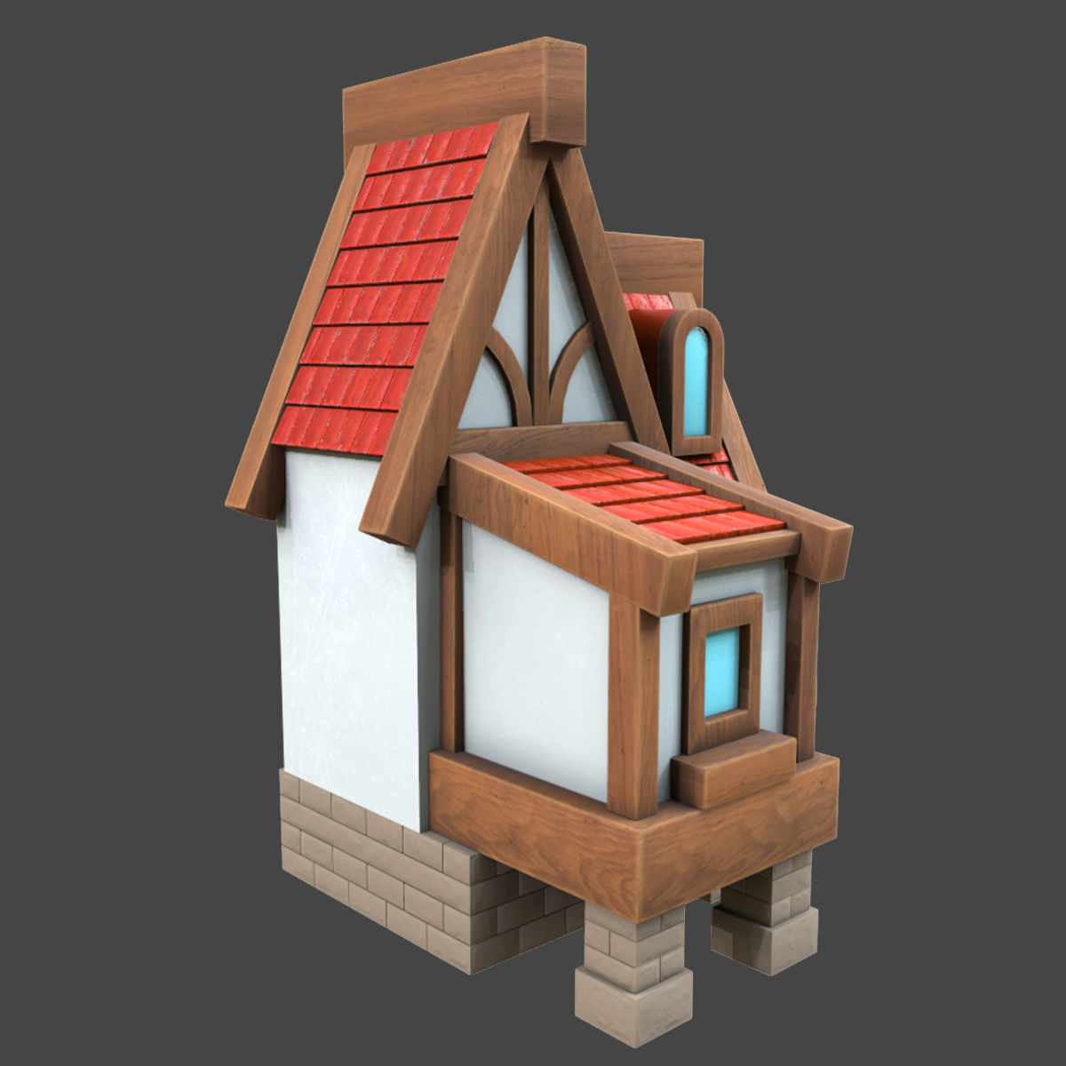 village stylized 3d model Low-poly 3D model_4
