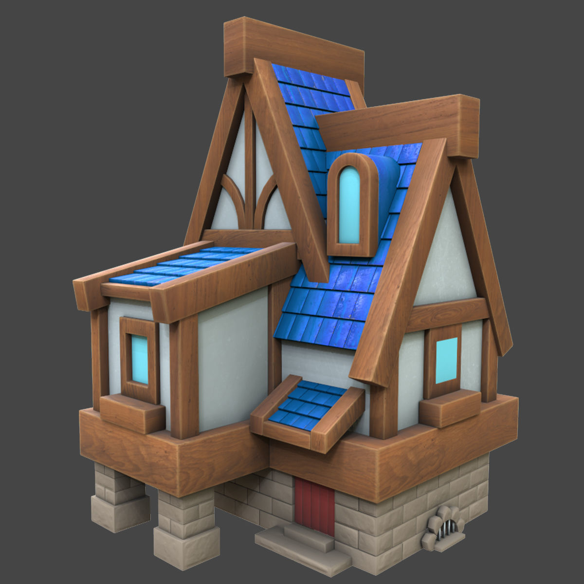 village stylized 3d model Low-poly 3D model_1